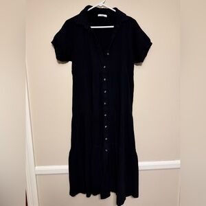 DISSH Long Black Button-Down short sleeve dress Dress size 10